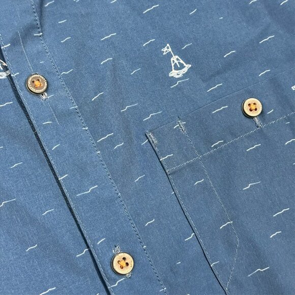 William Murray Golf Short Sleeve Button Up Shirt Stretch Boat Pattern Blue XL - Picture 4 of 10